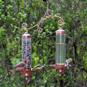 The Copper Sip & Seed allows you to offer bird seed and water from one station!