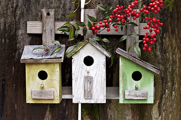 Three bird houses