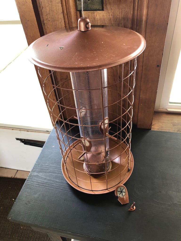 A real photo of Perky-Pet® The Preserve Copper Finish Bird Feeder with Flexports® - 3 lb by Disappointed (4)