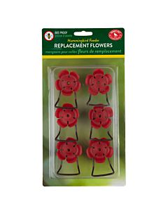 Perky-Pet® Replacement Red Hollyhock Flower Feeding Ports & Perches, 6 Pack