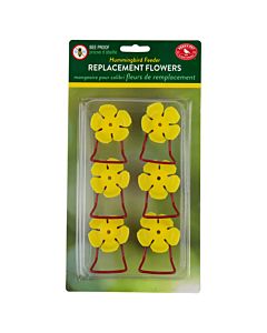 Yellow Hollyhock Replacement Flower Feeding Ports and Perches – 6 Pack