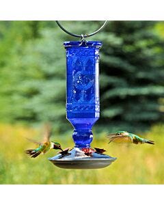 Perky-Pet® Cobalt Blue Antique Bottle Glass Hummingbird Feeder, LIfestyle 2