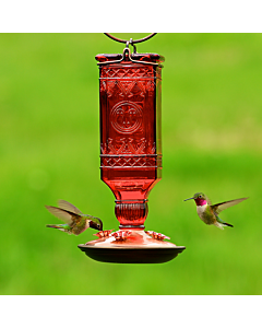 Perky-Pet® Red Square Antique Glass Bottle Hummingbird Feeder, Lifestyle 2