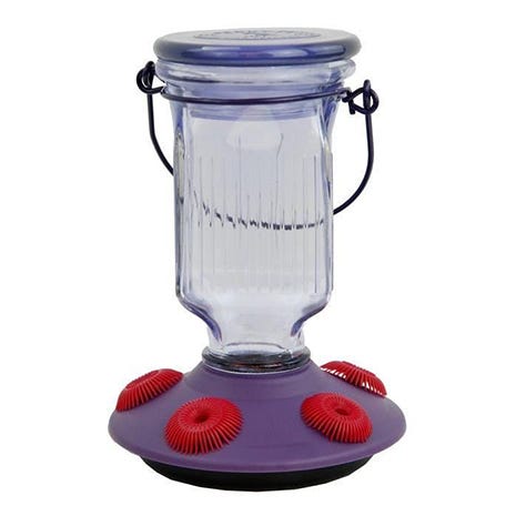 Lavender Field Top-Fill Glass Hummingbird Feeder