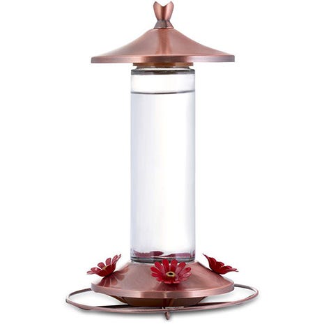 Elegant Copper Glass Hummingbird Feeder