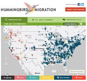 Hummingbird Migration Map