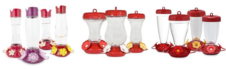 Traditional Glass and Plastic Hummingbird Feeders