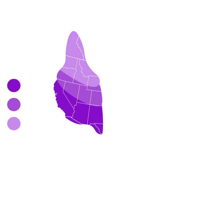 map of the distribution of calliope hummingbird