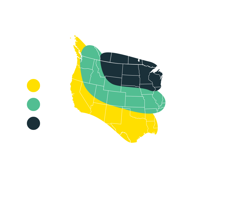 map of the distribution of rufous hummingbird