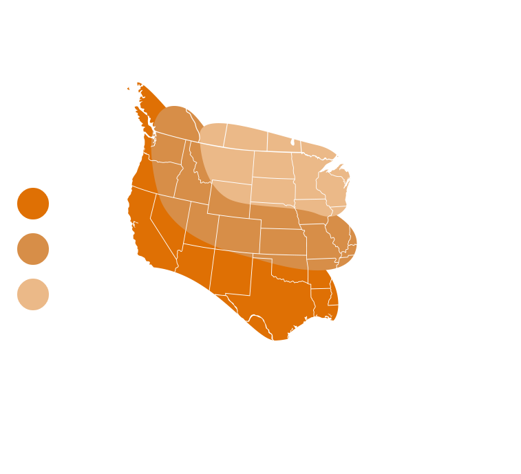 map of the distribution of rufous hummingbird